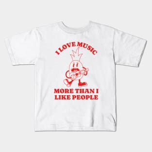 I Like Music More Than I Like People, Unisex Heavy Cotton Shirt, Funny Graphic Tee, Oddly Specific Tshirt, Vintage Cartoon Shirt, Parody Tee Kids T-Shirt